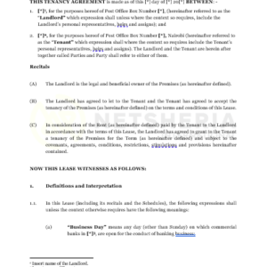 1 year Tenancy Agreement for office ,stall space between Individuals | Netsheria property legal documents