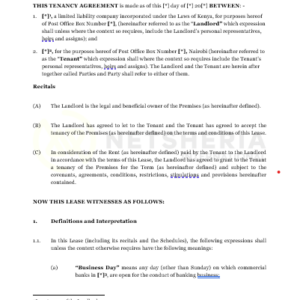 1 year Tenancy Agreement for office stall space between a Company and an Individual | Netsheria property legal documents