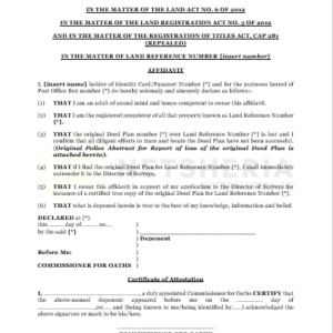 Affidavit for lost deed plan | Netsheria Property legal documents in Kenya
