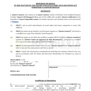Affidavit to Affirm Name | Netsheria affidavit documents in Kenya