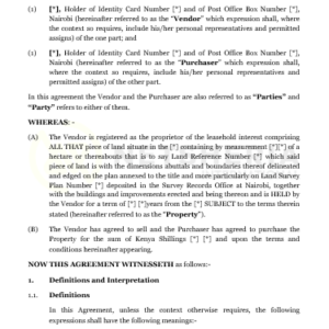 Agreement for Sale of Property (developed) between two individuals| Netsheria Commercial lease and property agreements