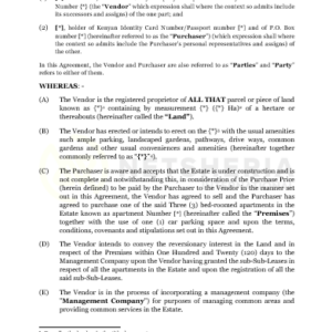 Agreement for Sale of an Off Plan Apartment | Netsheria property legal documents
