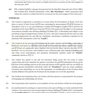 Agreement for Sale where Consideration is by Provision of Professional Services | | Netsheria International legal documents in Kenya