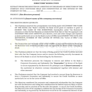 Board Resolutions where a Company is guaranteeing a third party | Netsheria board financial documents in Kenya