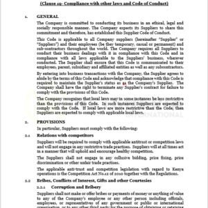 Code of conduct - Supplier | Netsheria Legal service documents online