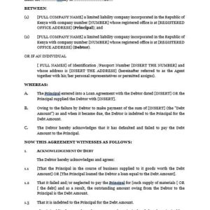 Deed of Acknowledgment of Debt (Template) | Netsheria Legal Documents in Kenya