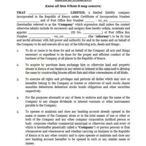 General Power of Attorney - Issued by a Company | Netsheria | Online legal services platform in Kenya