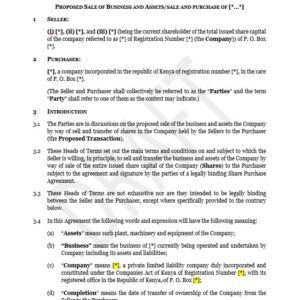 Heads of terms agreement | Netsheria business documents in Kenya