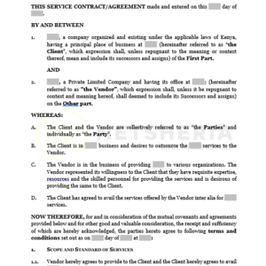 Vendor Agreement | Voluntary Retirement Agreement | Netsheria Service Agreements in Kenya