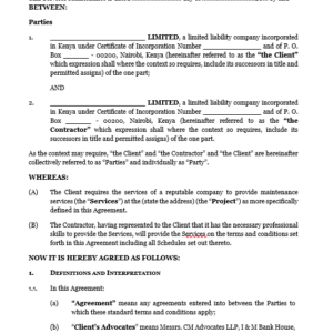 Services Maintenance Agreement | Netsheria Services Agreement | Business Legal documents