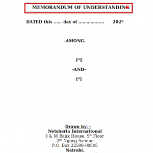 Memorandum of Understanding | Netsheria board legal documents in Kenya